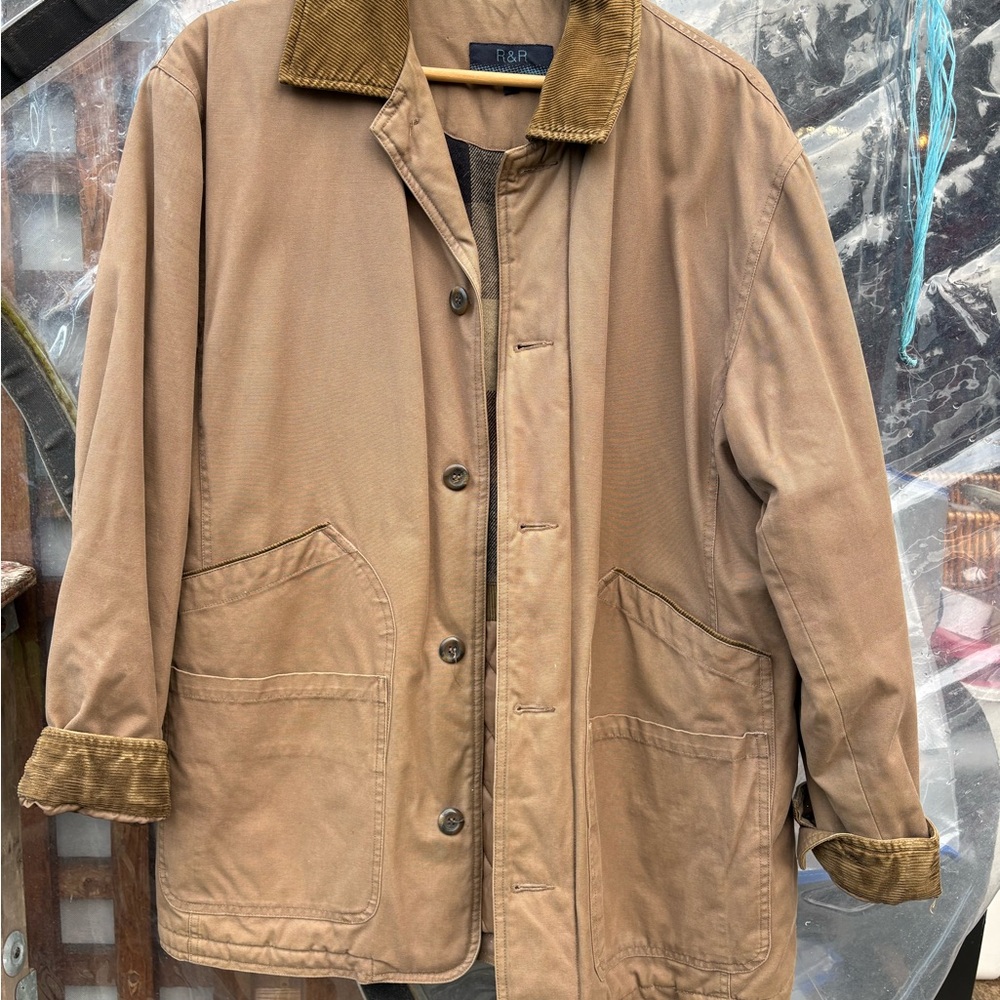 Men's Tan Field Jacket with Corduroy Collar
